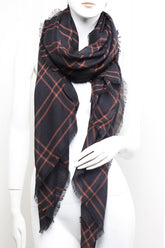 Black Cotton Check Scarf - Genevieve's Wardrobe